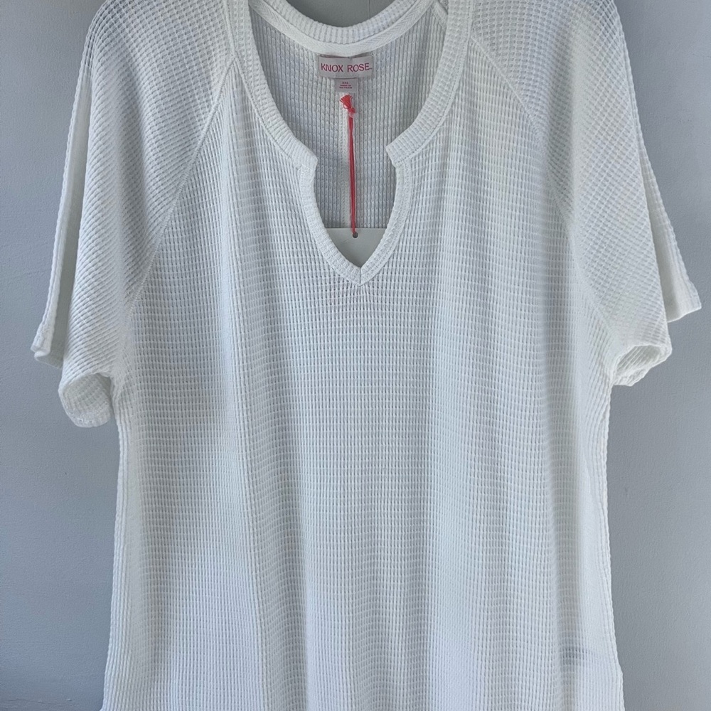 Knox Rose Women's White Waffle Knit Top
